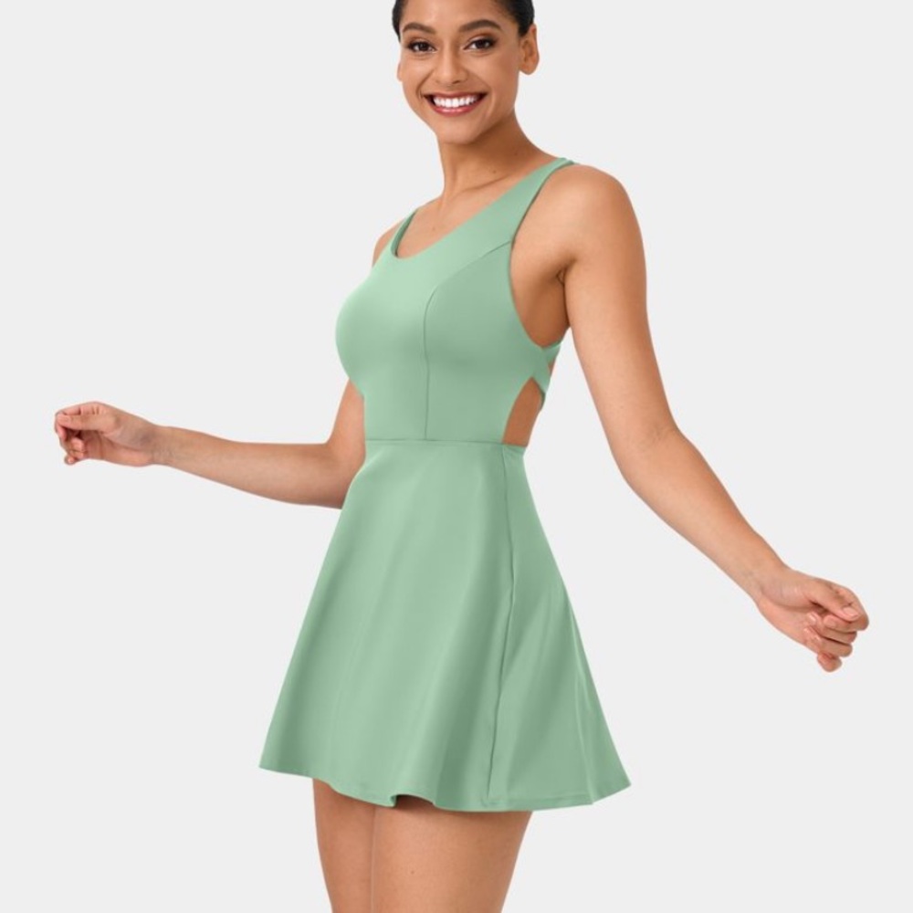 Halara Crisscross Backless Plain 2 Piece Dance Dress